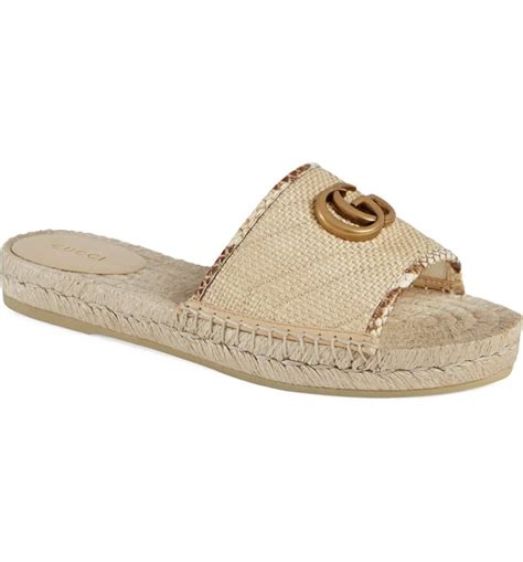 gucci slide espadrille sandal|gucci espadrille sandals outfit.